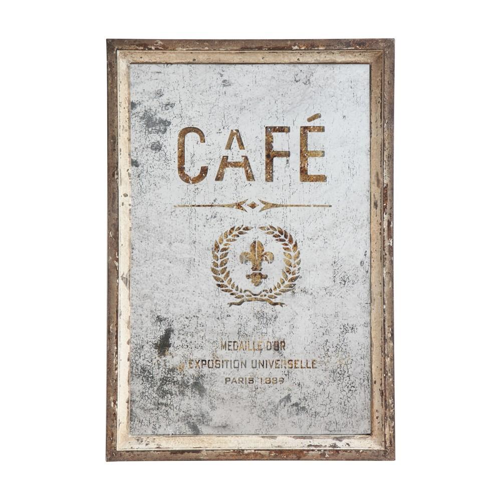 "Café" Wood Framed Antique Mirror