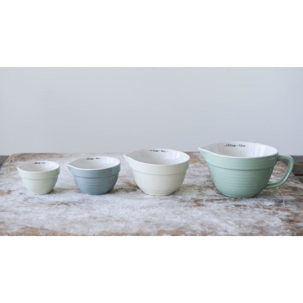 Stoneware Batter Bowl Shaped Measuring Cups Set