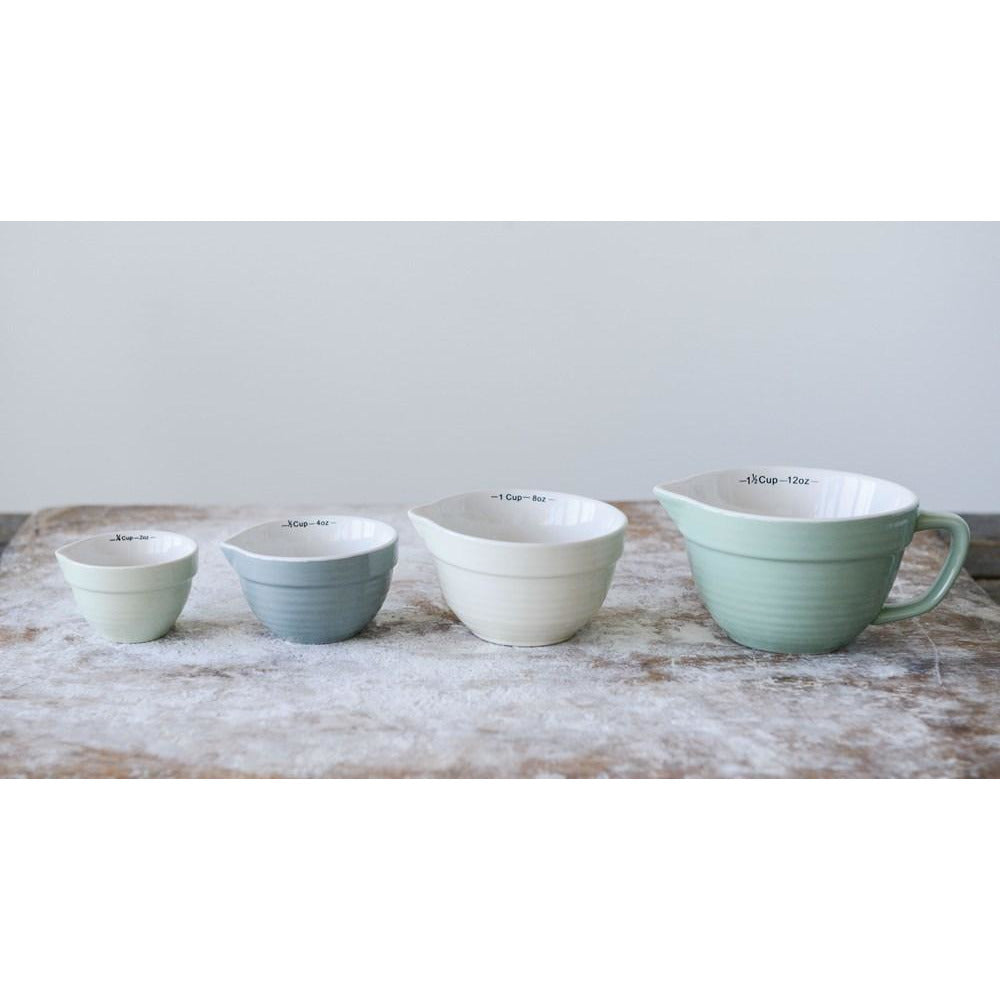 Stoneware Batter Bowl Shaped Measuring Cups Set - Moss & Embers