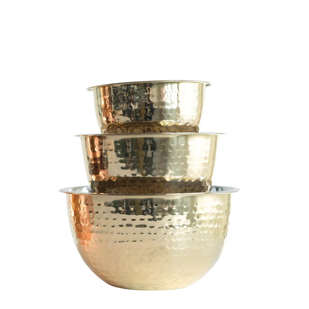 Stainless Steel Bowls w/Gold Finish