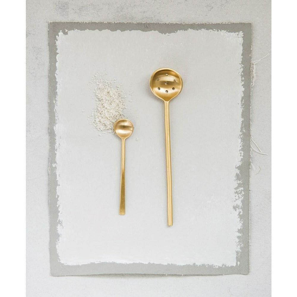 Stainless Steel Olive Spoon w/Antique Brass Finish