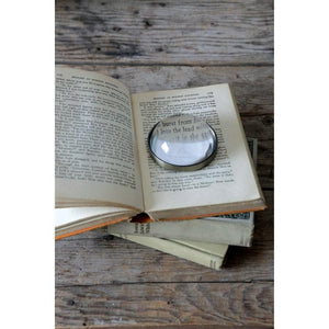 Round Metal & Glass Paperweight/Magnifying Glass
