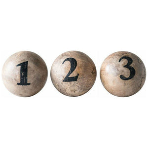 3" Mango Wood Ball w/Number