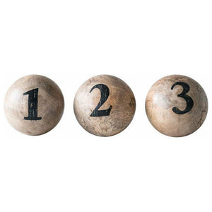 5" Mango Wood Ball w/Number
