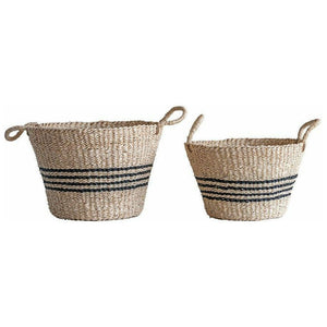 Palm & Seagrass Black Striped Baskets