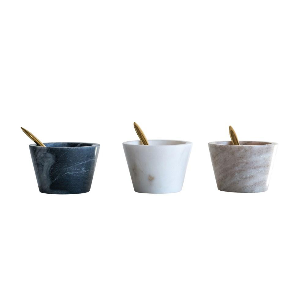 Marble Bowl w/Brass Spoon