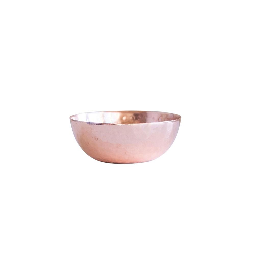 Round Copper Finish Hammered Metal Pinch Pot