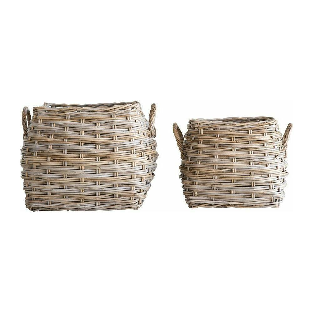 Hand-Woven Rattan Basket w/ Handles