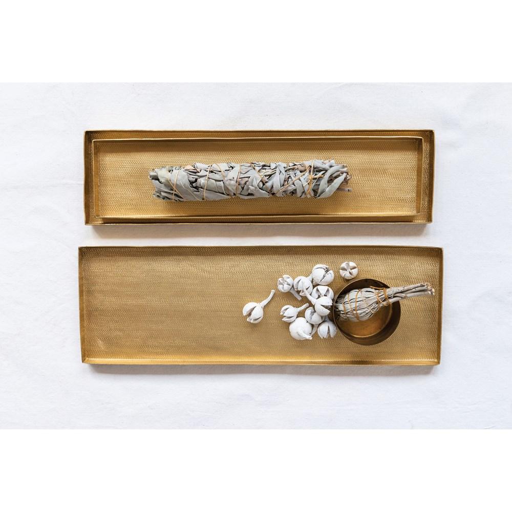 Matte Brass Finish Decorative Textured Metal Trays