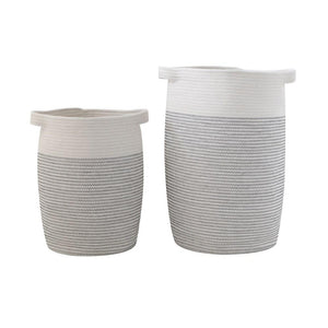 Woven Cotton Rope Baskets w/Handles