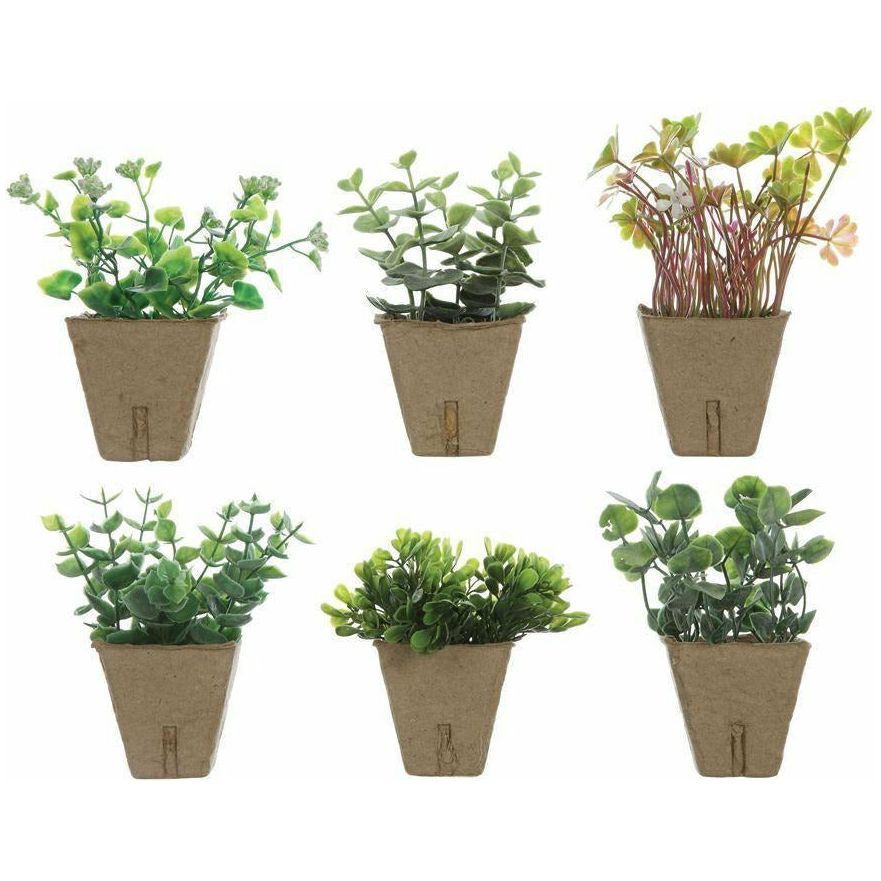Faux Plant in Paper Pot