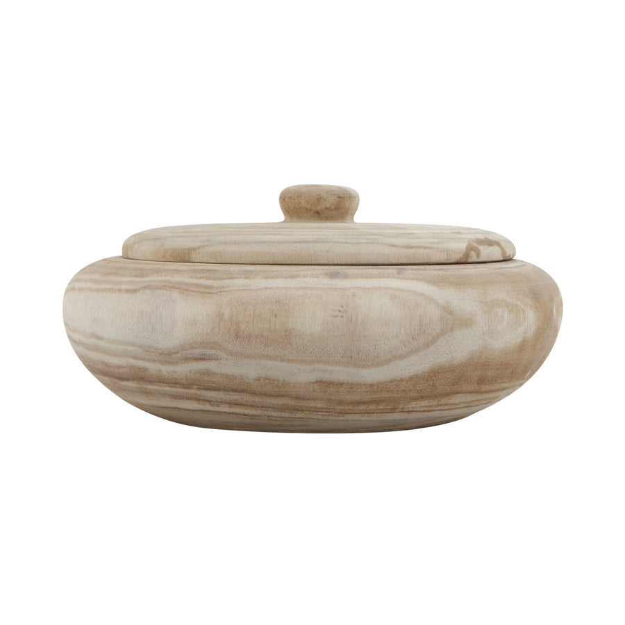 Decorative Paulownia Wood Container w/Lid