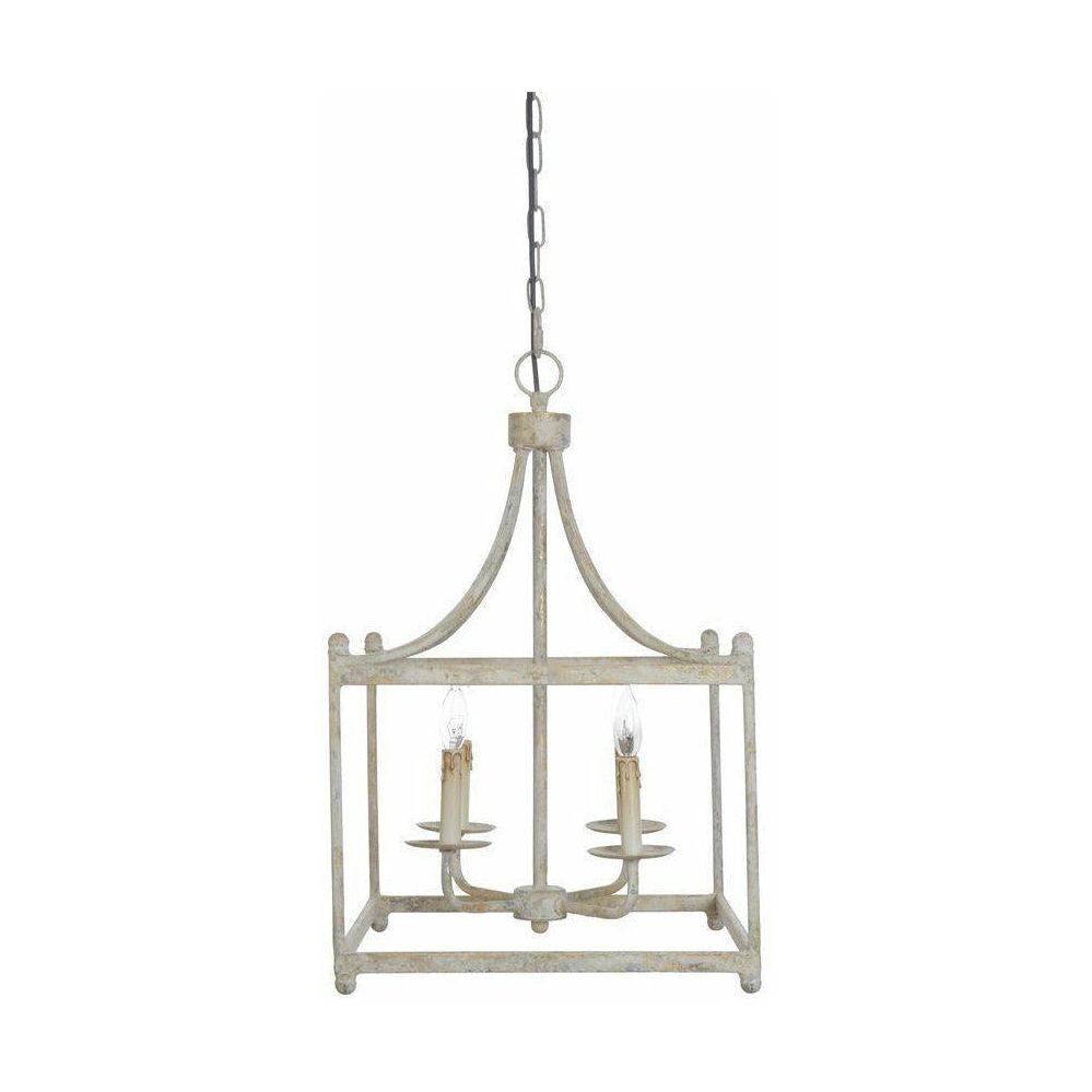Cream Metal Pendant Lamp w/4 Lights
