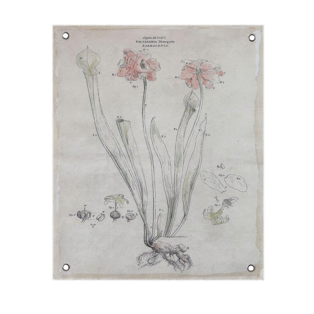 Canvas Wall Decor w/ Vintage Reproduction Floral w/ Grommets