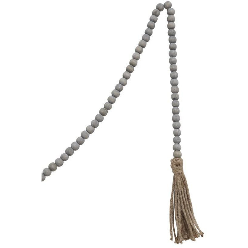 Jute & Wood Grey Bead Garland w/Tassels
