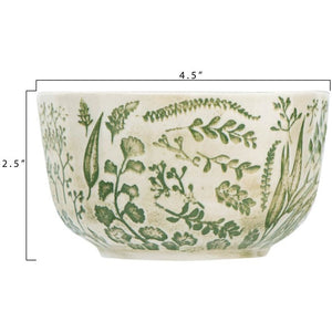 Hand-Stamped Stoneware Bowl w/Embossed Pattern