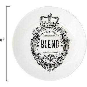 Black & White Round Stoneware Plate