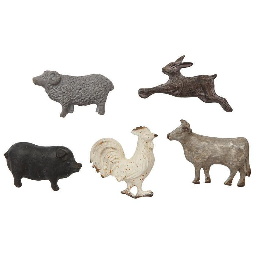 S/5 Pewter Animal Magnets on Card