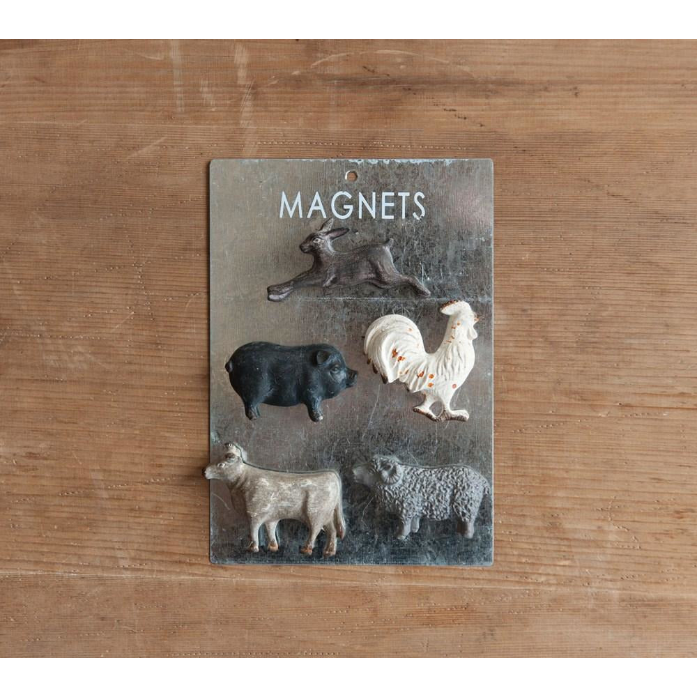 S/5 Pewter Animal Magnets on Card