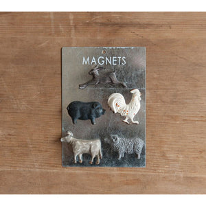 S/5 Pewter Animal Magnets on Card