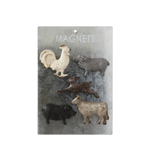 S/5 Pewter Animal Magnets on Card