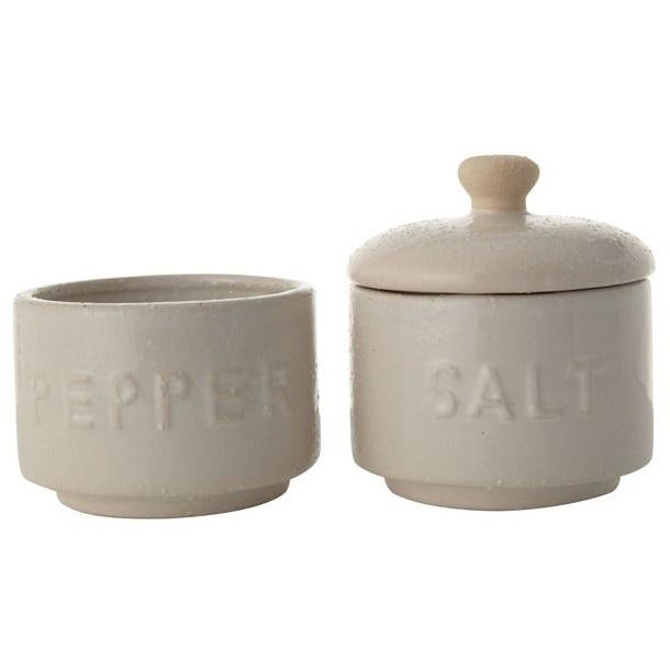Stoneware Stackable Salt & Pepper Pots w/ Lid