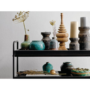 Green & Blue Stoneware Vases w/Reactive Glaze