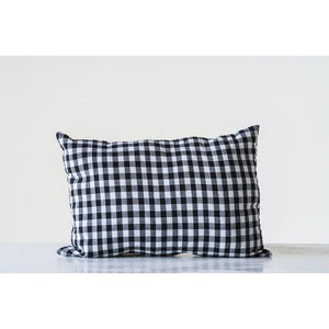 Black & White Gingham Cotton Blend Pillow