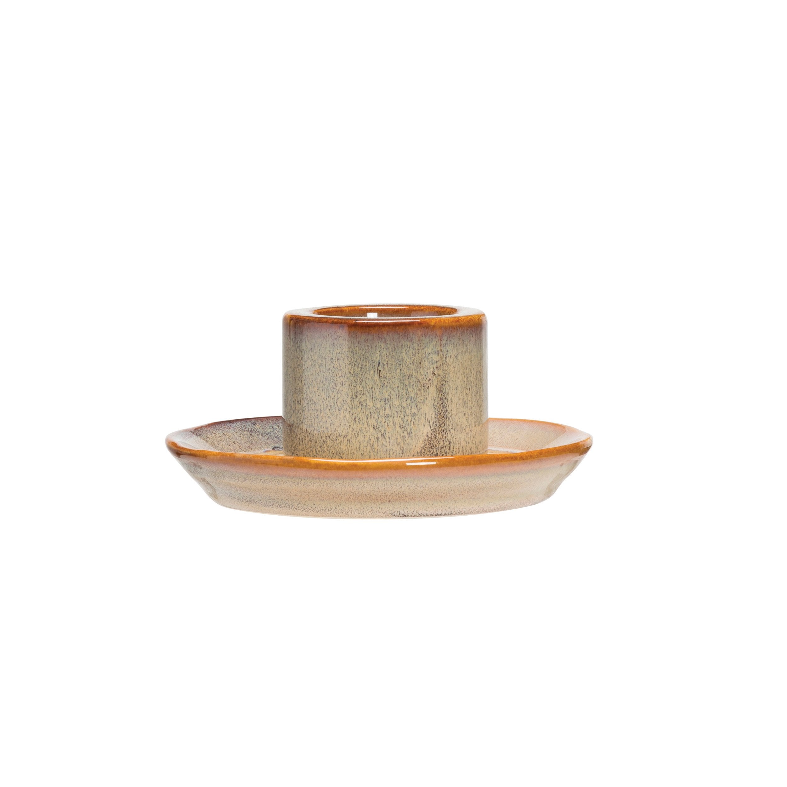 Stoneware Tealight/Taper w/Reactive Glaze