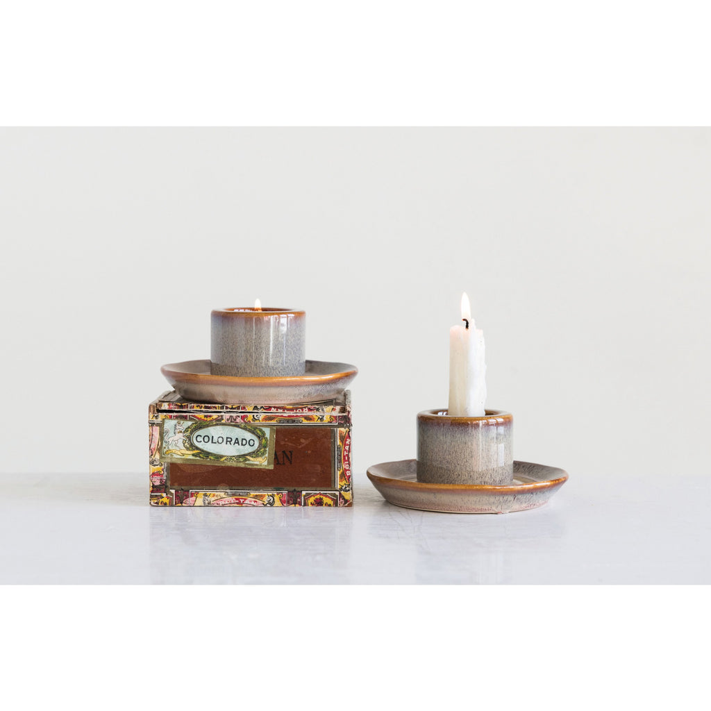 Stoneware Tealight/Taper w/Reactive Glaze