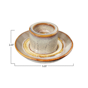 Stoneware Tealight/Taper w/Reactive Glaze