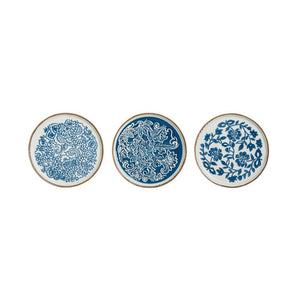 Hand-Stamped Blue & White Stoneware Plate