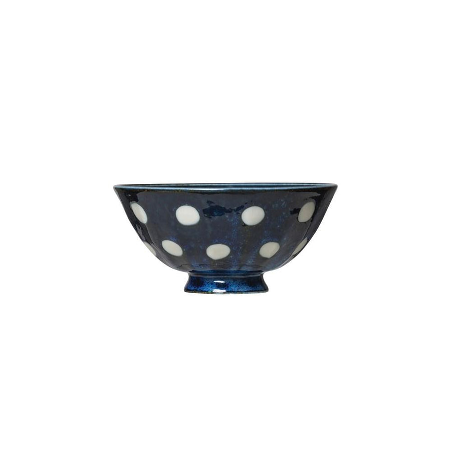 Blue Stoneware Bowl w/White Dot