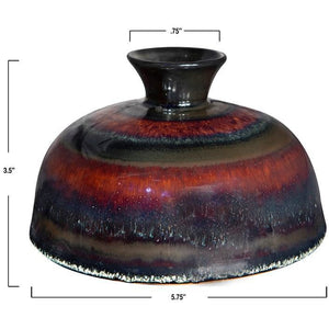 Stoneware Ink Blotter Style Vase w/Blue Metallic Reactive Glaze