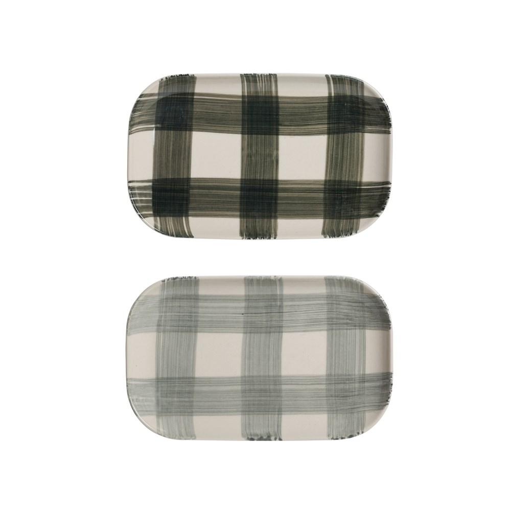 Hand-Painted Buffalo Check Stoneware Platter