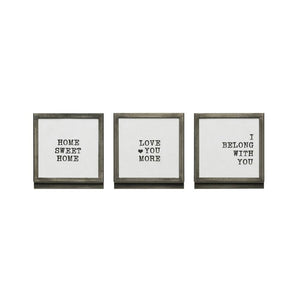 Metal & Glass Square Frame w/ Easel & Saying,