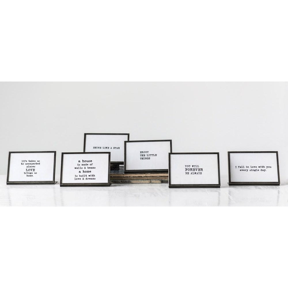 Metal & Glass Square Frame w/Easel & Saying - Large