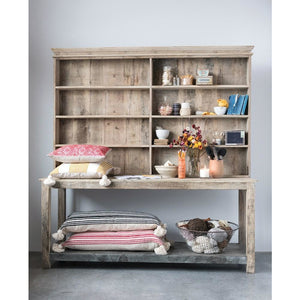 Reclaimed 2-Piece Wood & Metal Hutch w/6 Shelves