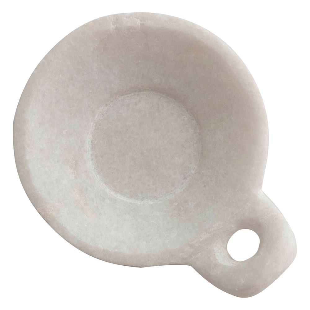 Hand-Carved White Marble Dish w/Handle - Large