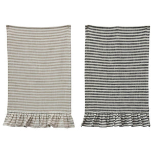 Cotton Stripe Towel w/Ruffle