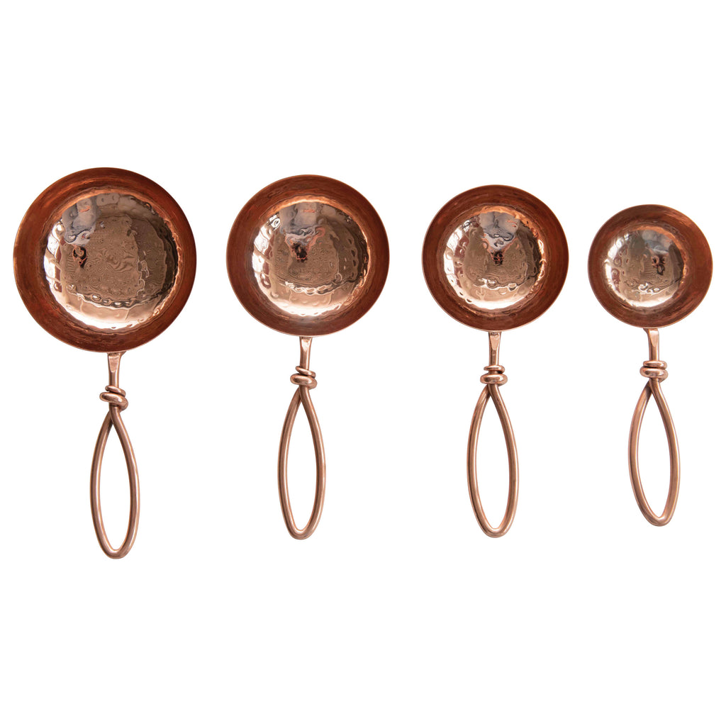 S/4 Hammered Stainless Steel Scoops w/Coppered Finish