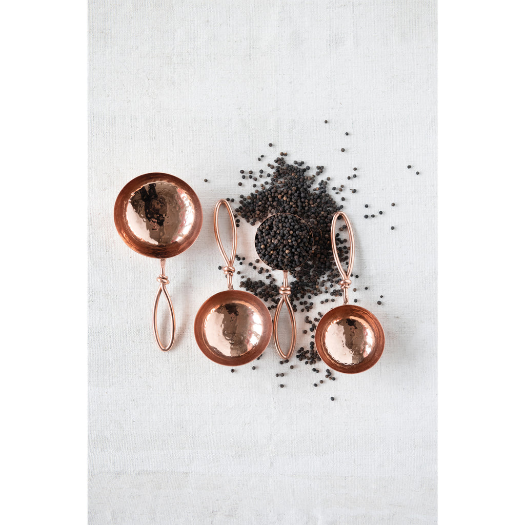 S/4 Hammered Stainless Steel Scoops w/Coppered Finish
