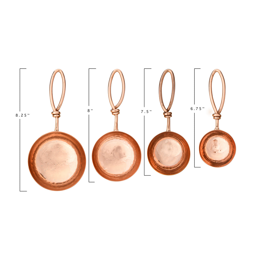 S/4 Hammered Stainless Steel Scoops w/Coppered Finish