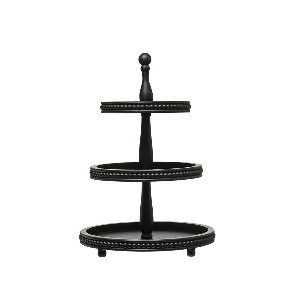 Black 3-Tier Wood Tray