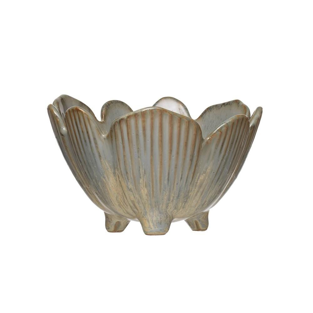 Blue Reactive Glaze Porcelain Flower Bowl