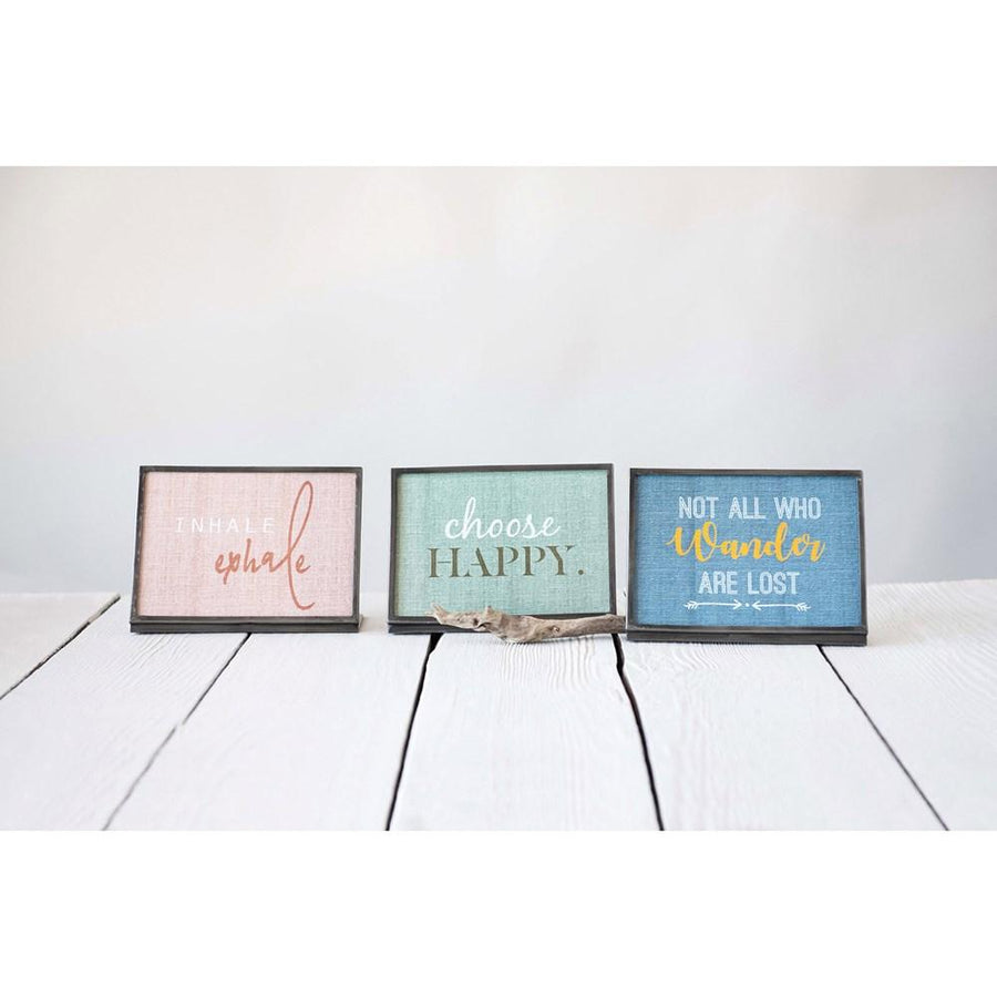 Metal & Glass Square Frame w/Easel & Saying - Large