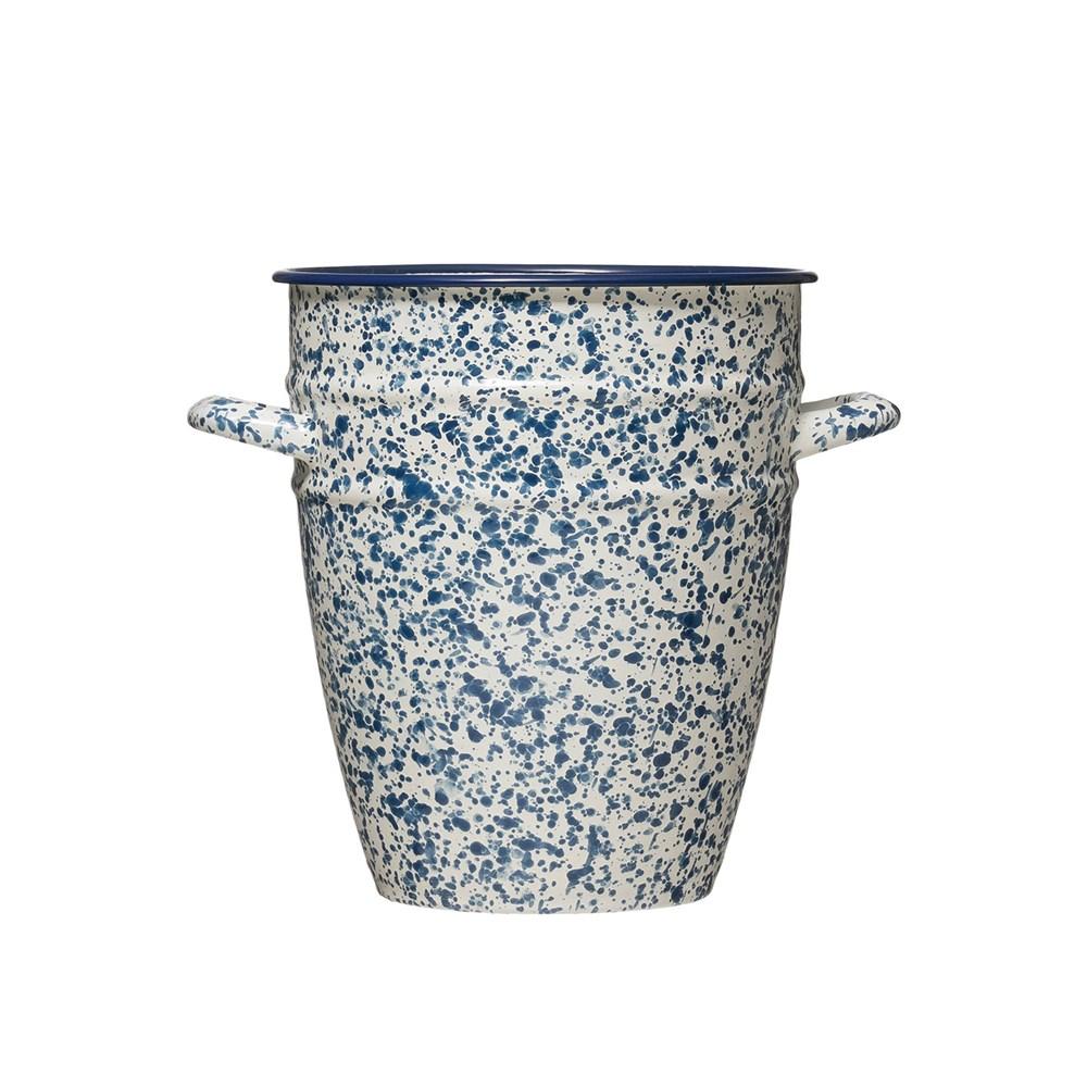 Enamel Pot w/Blue Pattern
