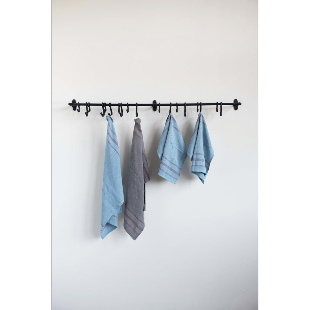 Black Forged Metal Wall Rod w/18 Hooks