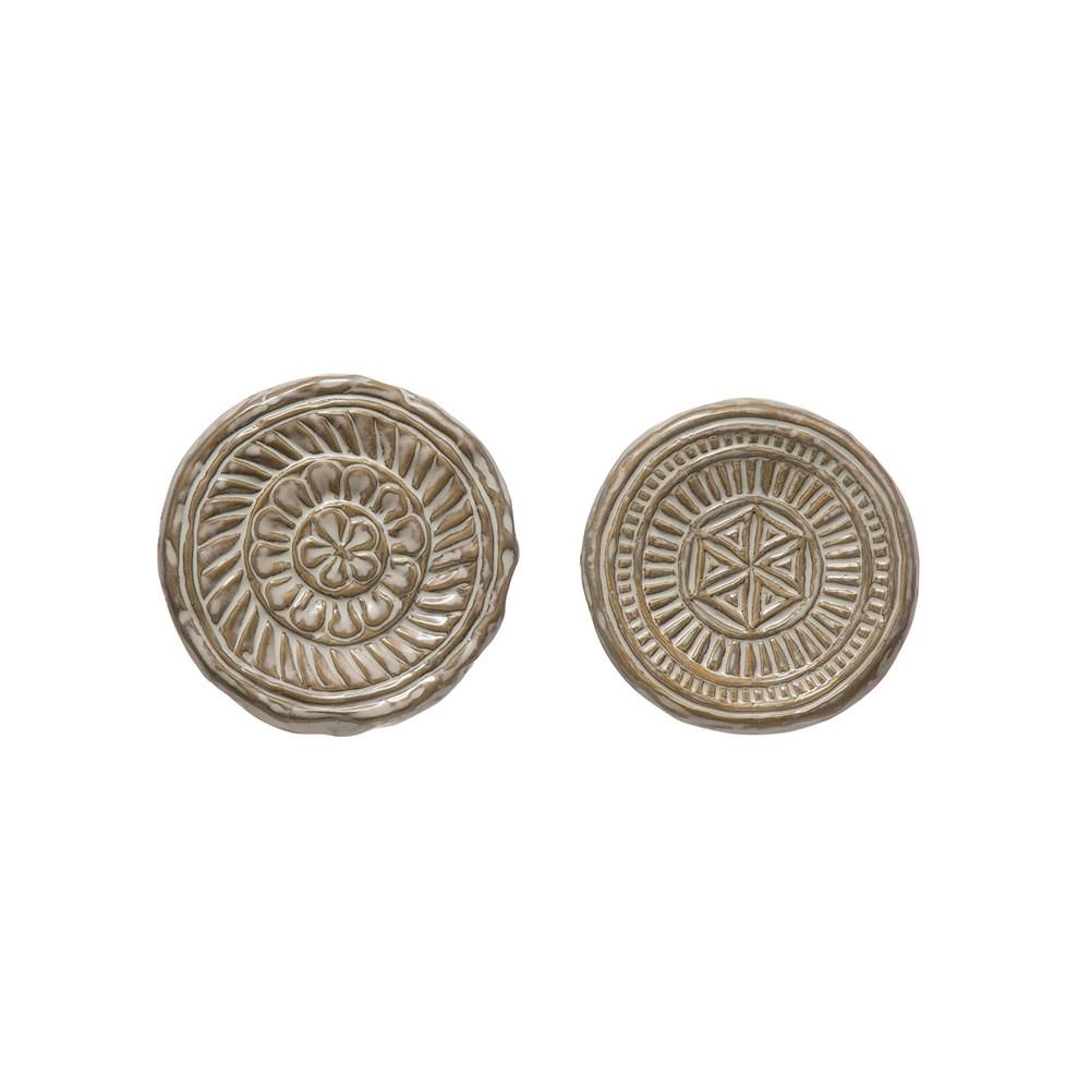 White Rnd Stoneware Trivet w/Reactive Glaze