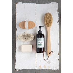 Natural Beech Wood Bath Brush w/Elastic Band & Metal Rivets